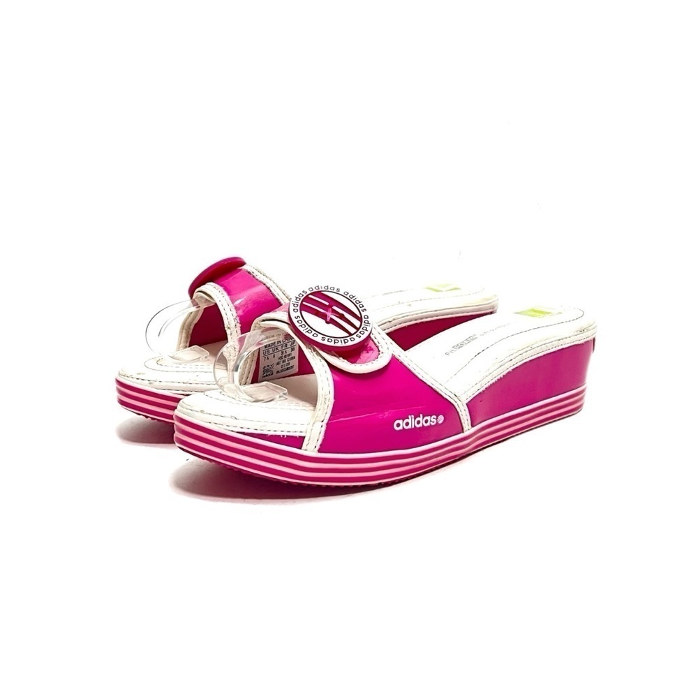 ADIDAS | Vintage Y2K pink patent leather button platform sporty wedge sandals - Picture 6 of 8